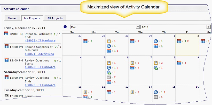 Activity Calendar Gadget 1220